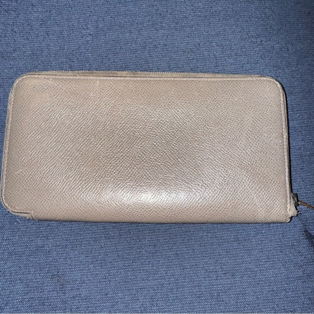HERMES Azap Silk In Leather Zip Around Long Wallet Gray VINTAGE AUTHENTIC EUC - Picture 3 of 6